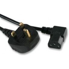 15 m IEC C13 Mains Lead with Right Angled Moulded Plug / 13 A Fuse